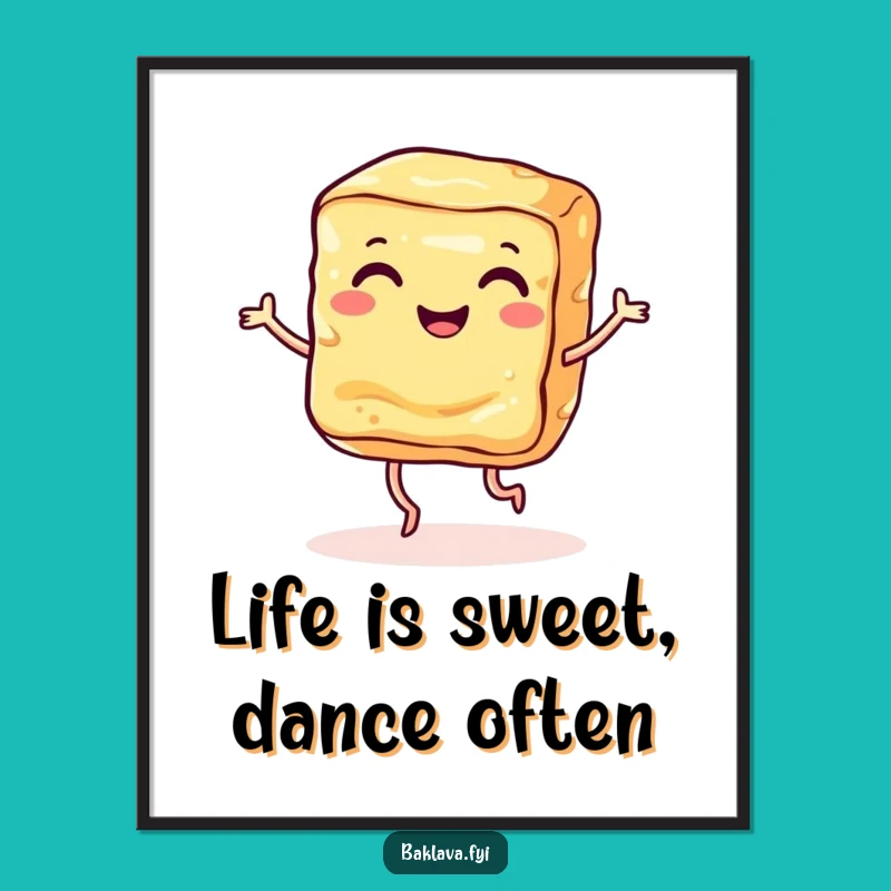 Free Printable Dancing Baklava Wall Art - Funny Dessert Downloadable Decor!