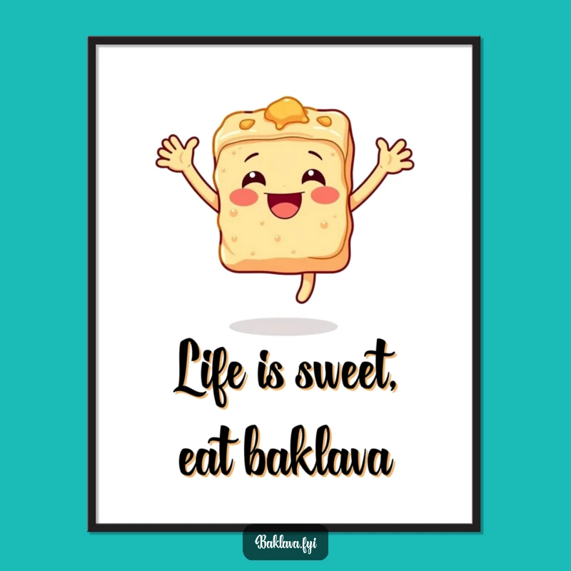 Free Printable Baklava Wall Art - Joyful Leaping Dessert Downloadable Decor