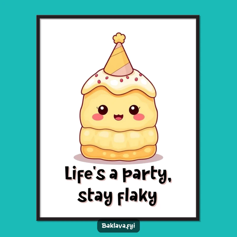 Funny Free Printable Wall Art: Baklava Party Hat Downloadable Decor