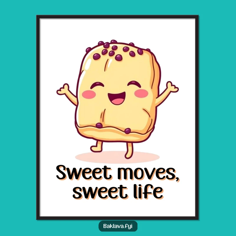 Free Printable Funny Baklava Wall Art - Hilarious Dancing Pastry Downloadable Home Decor