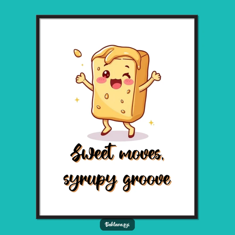 Free Printable Funny Baklava Art: Dancing Dessert Downloadable Decor