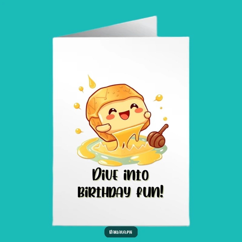 Free Printable Giggling Baklava Birthday Card: Funny Dessert Downloadable Gift for Sweet Celebrations