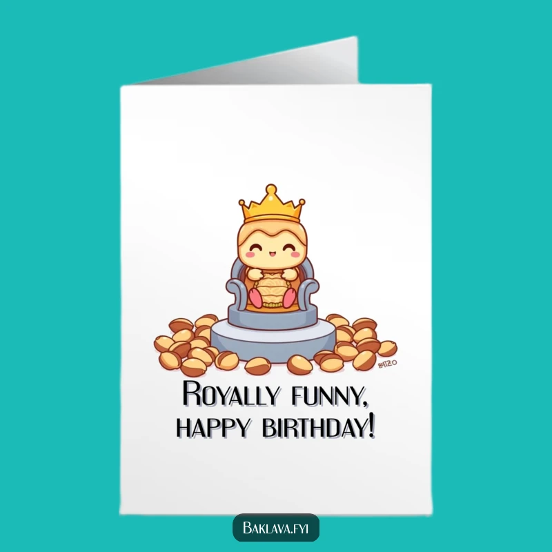 Free Printable Birthday Card: Shy Baklava King - Royal Funny Downloadable Gift
