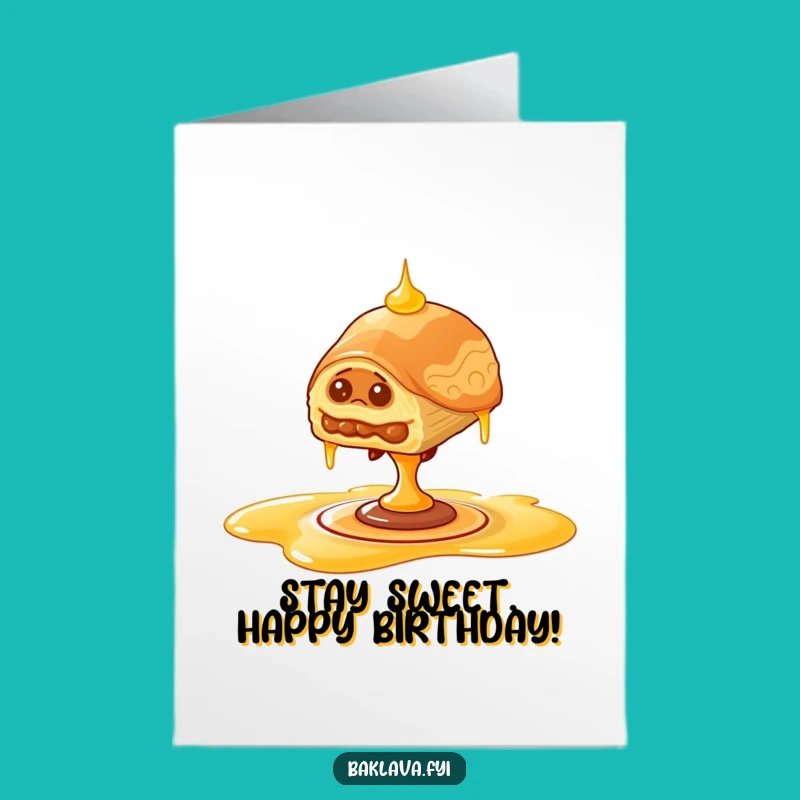 Free Printable Birthday Card: Wobbly Baklava Balance, Funny Downloadable Gift
