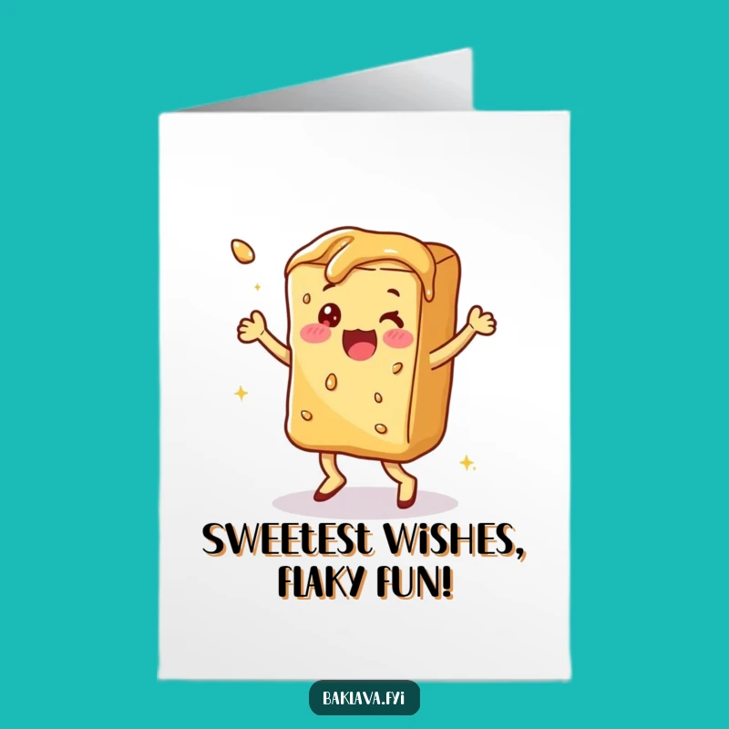 Free Printable Funny Baklava Card: Dancing Dessert Birthday Downloadable