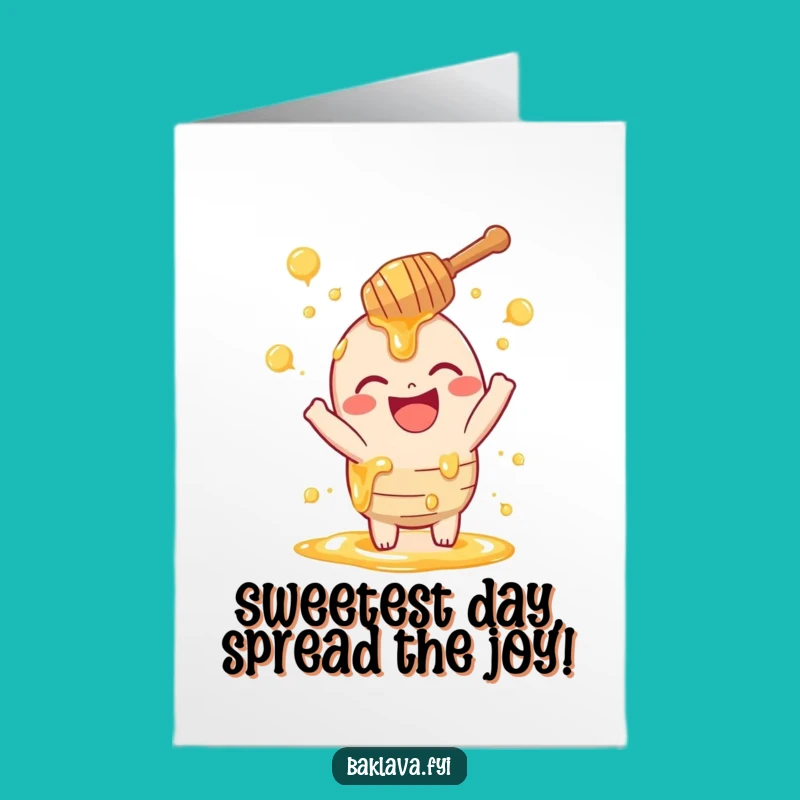 Free Printable Honey Dipper Birthday Card: Funny Swirling Dessert Downloadable Gift