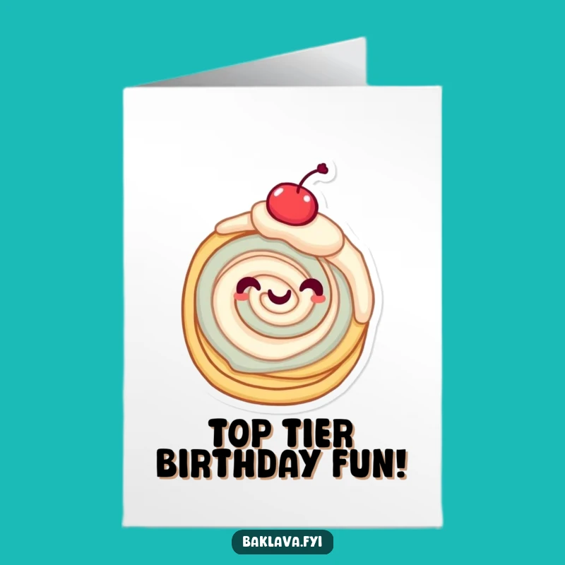 Free Printable Pastry Birthday Card - Twirling Cherry Funny Downloadable Gift