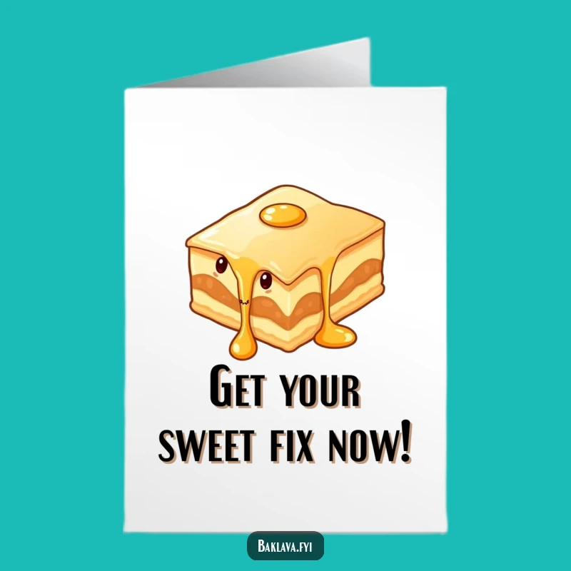 Free Printable Baklava Card: Funny Dripping Dessert Birthday Downloadable Gift