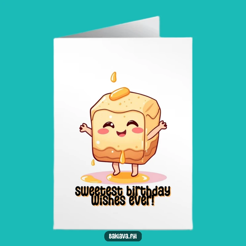 Free Printable Baklava Birthday Card - Dancing Dessert Funny Downloadable Gift
