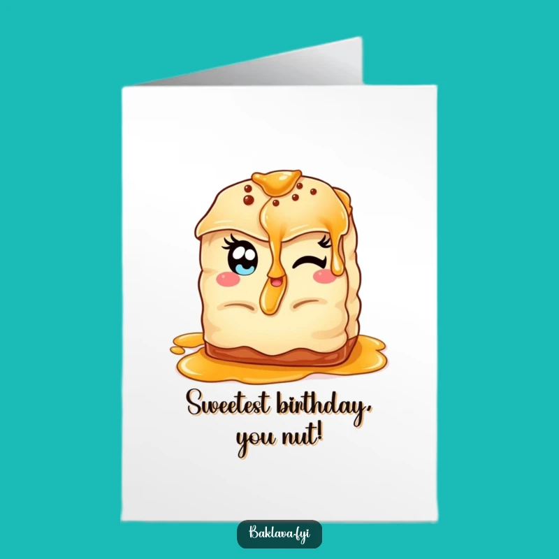 Free Printable Winking Baklava Birthday Card: Funny Downloadable Gift for Sweet Wishes