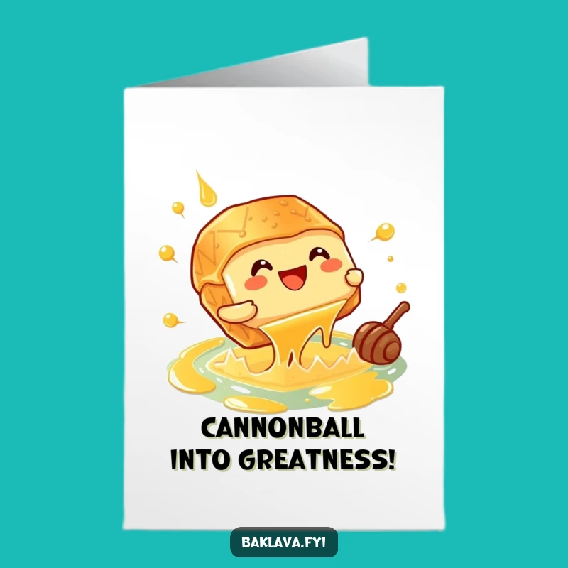 Free Printable Giggling Baklava Card: Funny Congratulations Downloadable Gift for Sweet Success