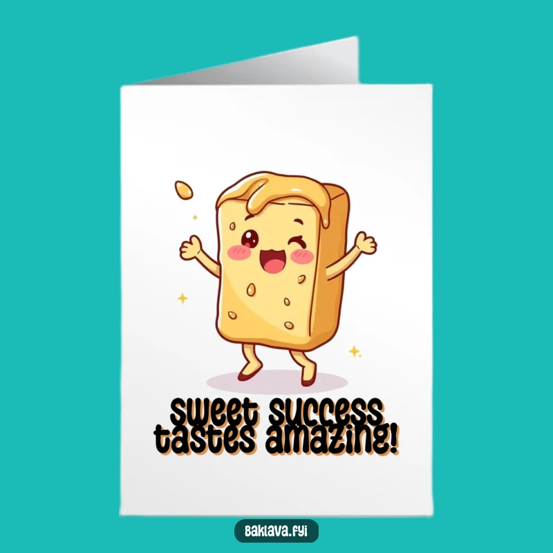 Free Printable Funny Baklava Card: Dancing Treat Congratulations Downloadable