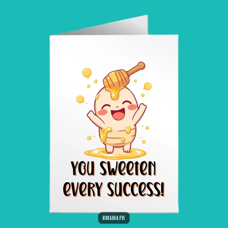 Free Printable Honey Dipper Congrats Card: Funny Swirling Dessert Downloadable Gift