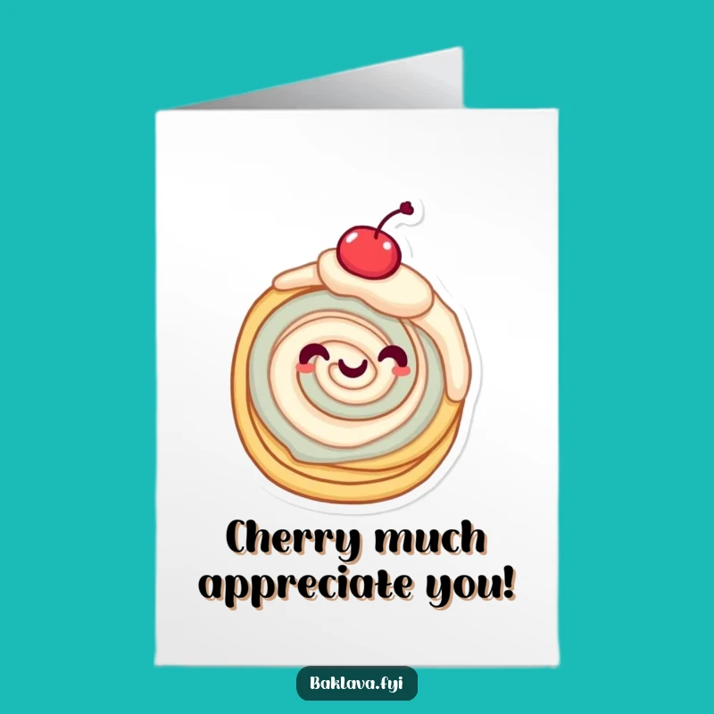 Free Printable Pastry Thank You Card - Twirling Cherry Funny Downloadable