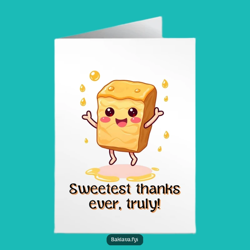 Free Printable Baklava Dance Thank You Card - Sweet Gesture Downloadable