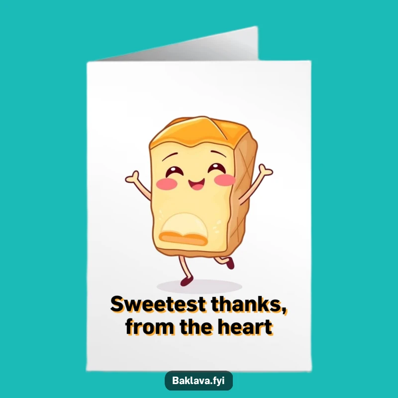 Free Printable Baklava Thank You Card: Funny Jigging Dessert Downloadable Gift