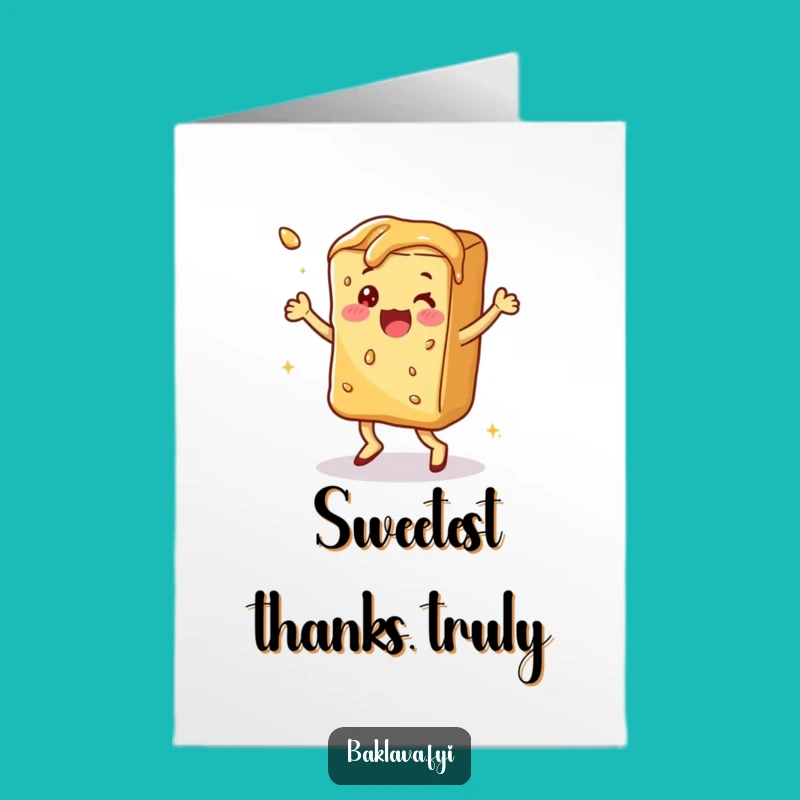 Free Printable Funny Baklava Card: Sweet Thanks Dance Downloadable