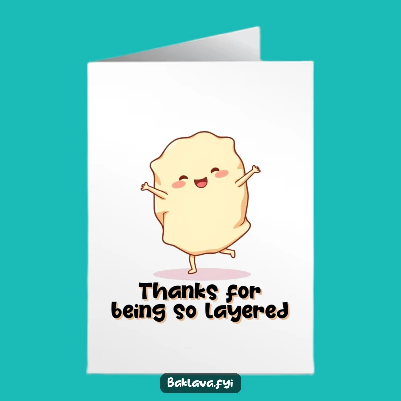 Free Printable Phyllo Dough Thank You Card: Funny Cartwheel Dessert Downloadable Gift