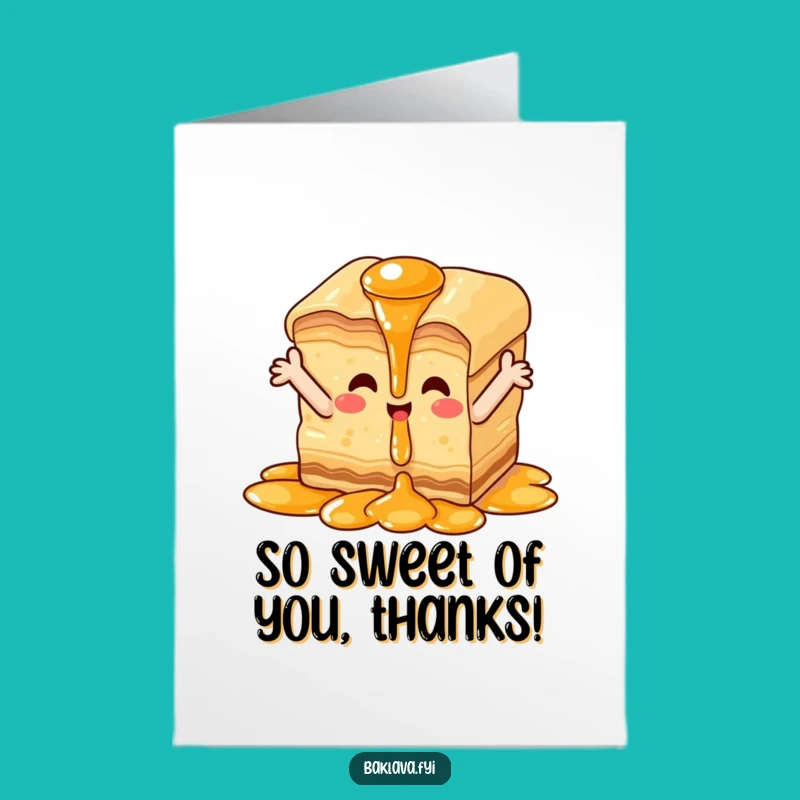 Free Printable Thank You Card: Sweet Gratitude Baklava, Funny Downloadable Gift