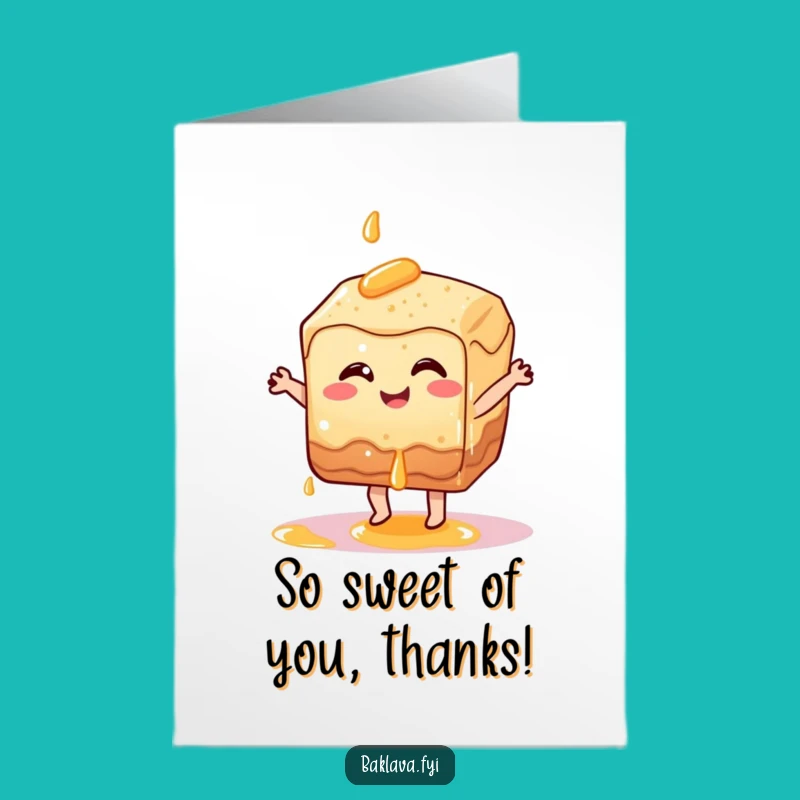 Free Printable Baklava Thank You Card - Dancing Dessert Funny Downloadable