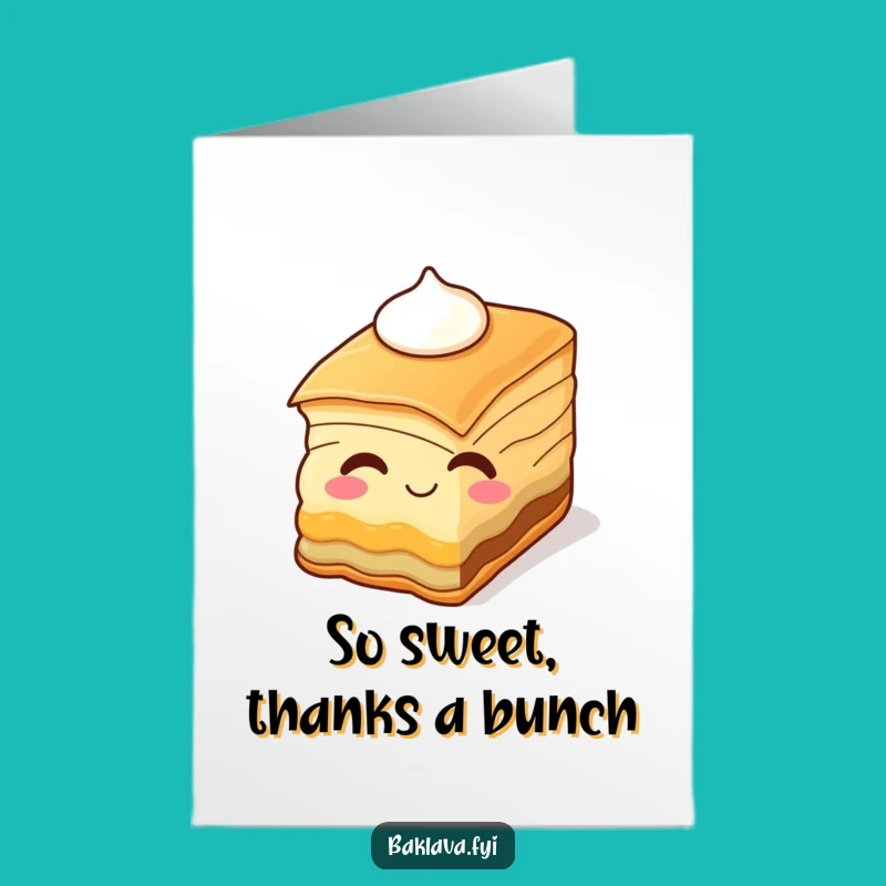 Free Printable Thank You Card: Winking Baklava Sweet Gratitude