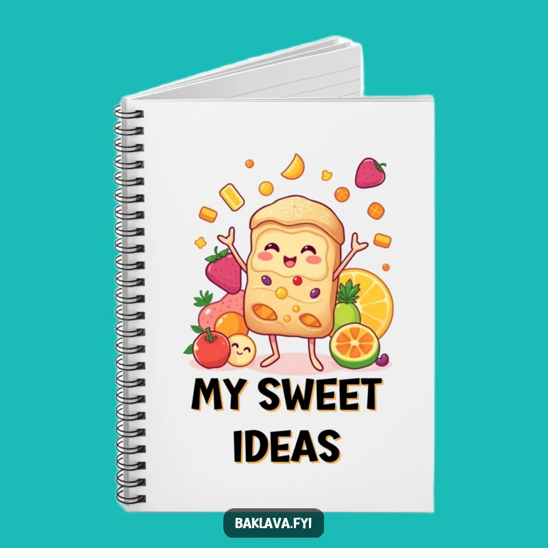 Funny Baklava Juggling Candied Fruits Notebook - Creative & Sweet Journal
