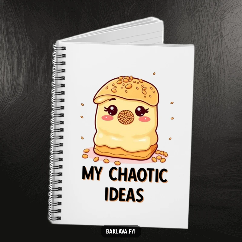 Funny Notebook: A baklava with a sprinkle nose juggles sesame seeds, inspiring funny and playful notes.