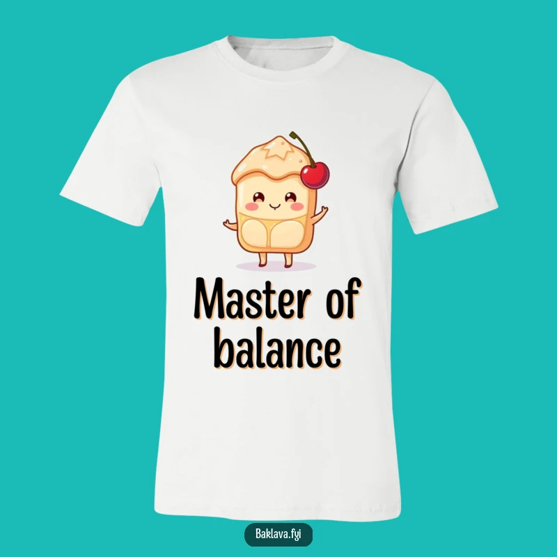 Funny Baklava Cherry Smile T-Shirt: Happy Balancer, Sweet Dessert Apparel Gift