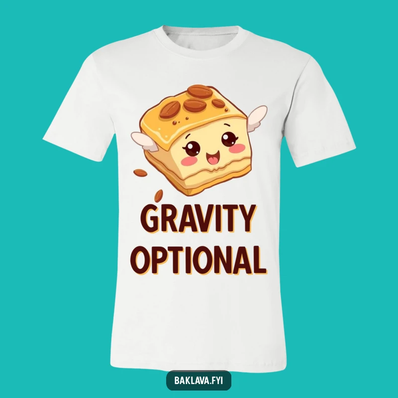 Funny Baklava Flying T-Shirt: Almond Slice Attempting Flight, Hilarious Dessert Apparel Gift