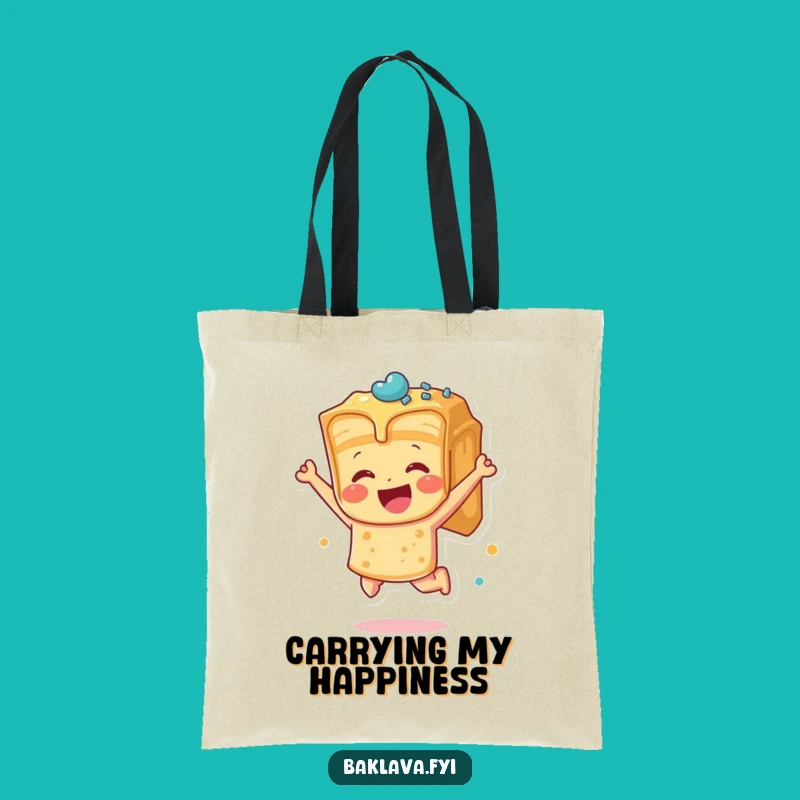 Funny Jumping Baklava Tote Bag - Carry Your Treats with Exuberant Humor