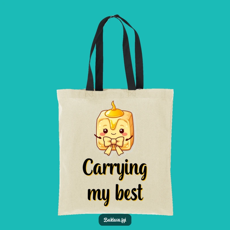 Funny Baklava Tote Bag: Charming Syrup Slice Bow, Carry Sweet Style Gift