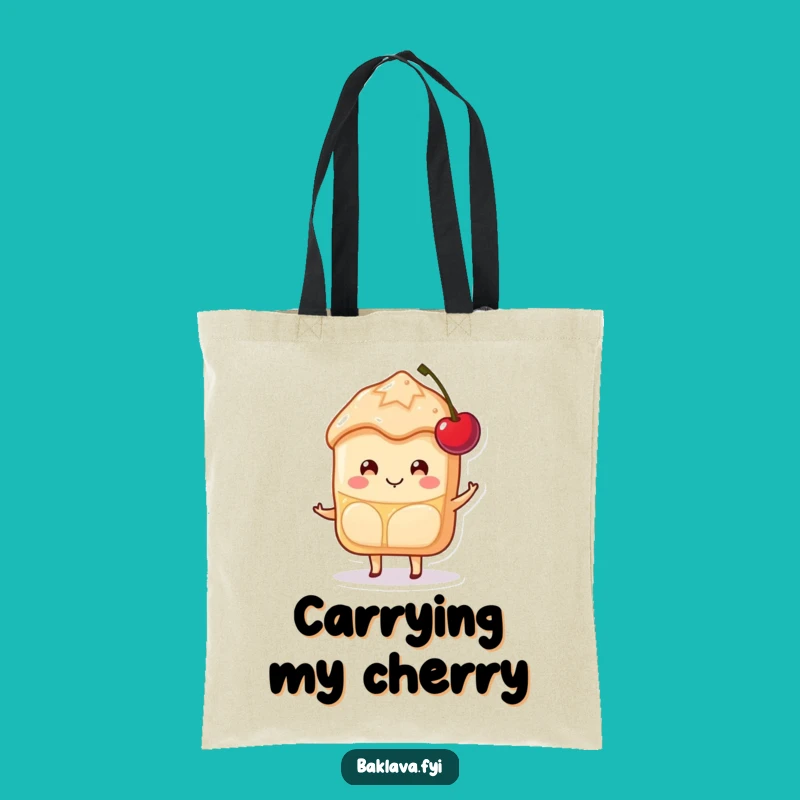 Funny Baklava Tote Bag: Happy Cherry Balancer, Carry Sweet Style Gift