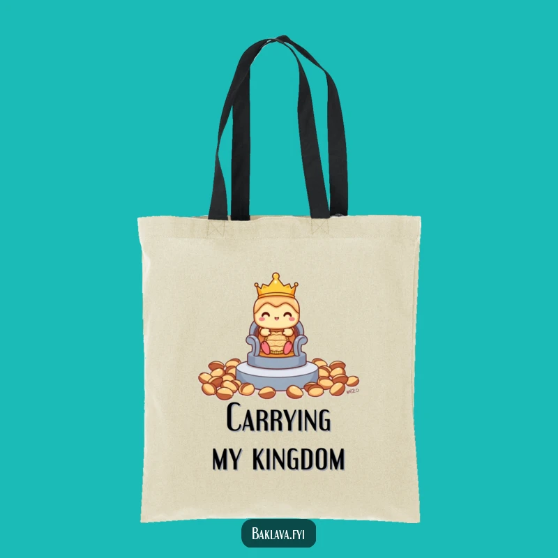 Funny Shy Baklava Crowned Tote Bag - Chic Accessory for Regal Souls